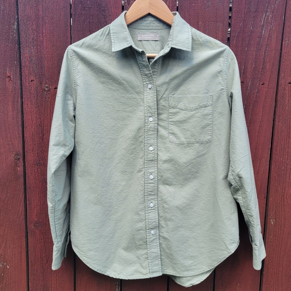 Everlane Women 6 Sage Green Organic Cotton Relaxed Oxford Button Down Shirt